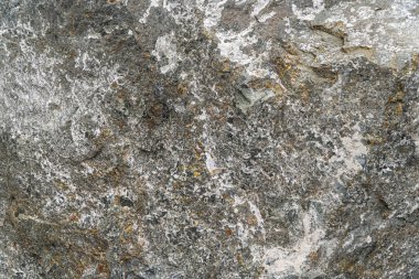 Sülfür bakır nikel cevheri dokusu yakından. İçinde tebeşir, pirrhotit, petlandiya, cubanite ve platin grup metal mineraller var. Mineral taş yüzey arkaplanı.