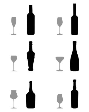 kadehler ve şişeler