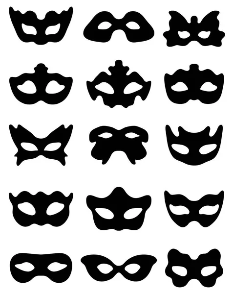 Silhouet van feestelijke maskers ik — Stockvector