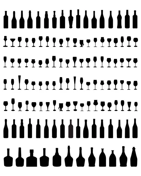 Skålar, flaskor och glas — Stock vektor