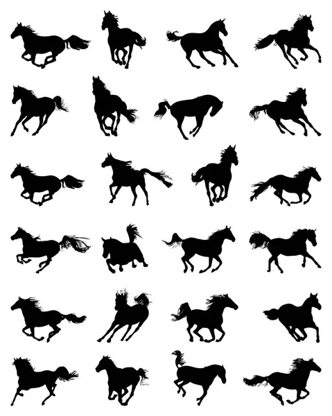 Silhouettes de chevaux galopants — Image vectorielle