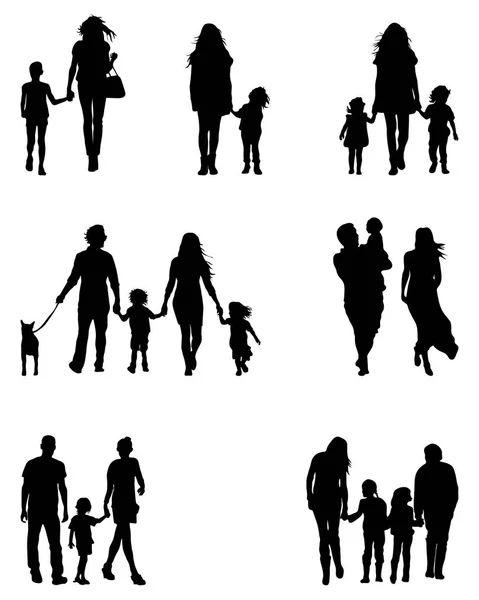 Siluetas de las familias — Vector de stock