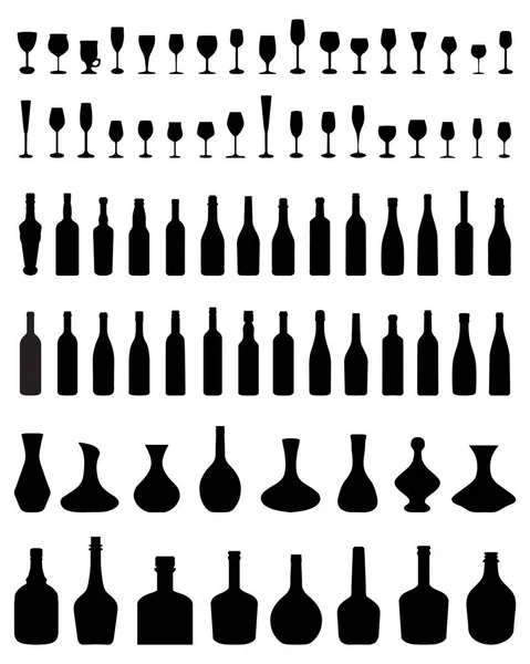 Bowls, bottles and glasses — Stock Vector