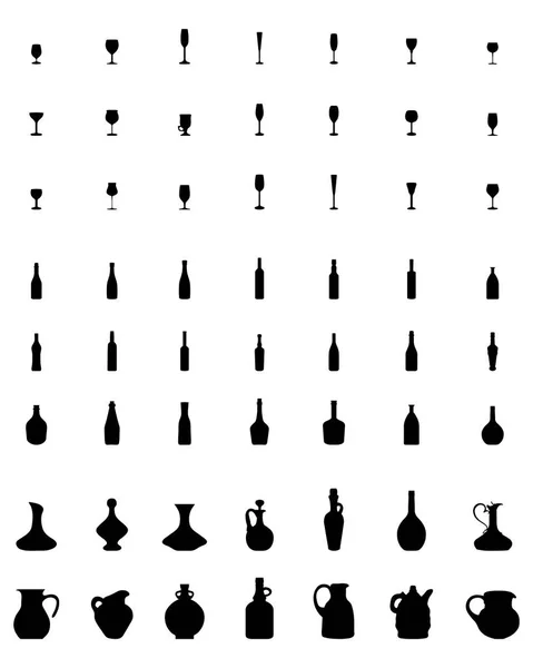 Schalen, Flaschen und Gläser — Stockvektor