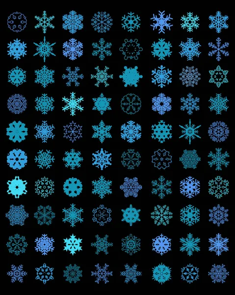 Copos de nieve azules diferentes — Vector de stock