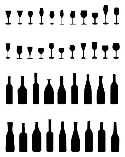 Botellas y vasos — Vector de stock