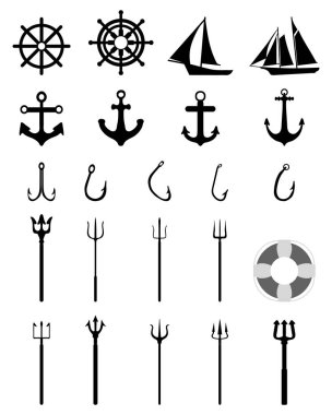 Nautical Icons isolated clipart
