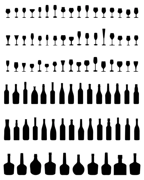 Бутылки и стаканы — стоковый вектор