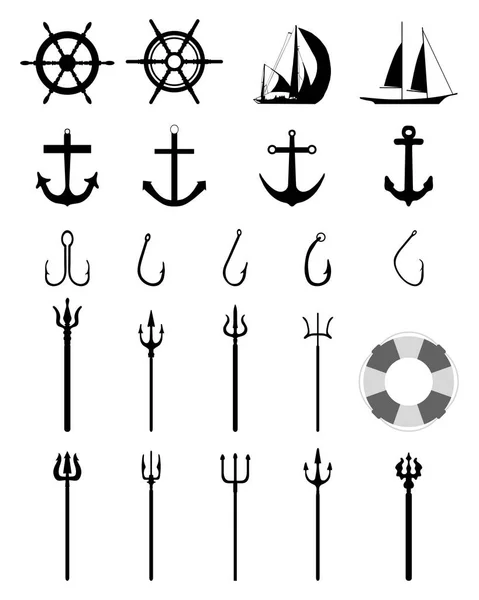 Морські іконки, ізольовані — стоковий вектор