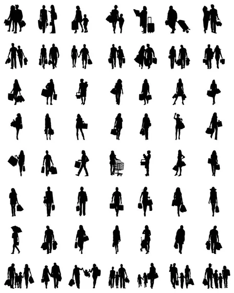 Silhouettes de shopping — Image vectorielle