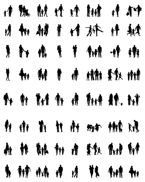 Familles à pied — Image vectorielle