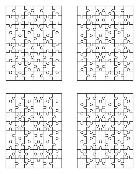 四つの異なる白いパズルのベクトル図 別々の作品 — ストックベクタ