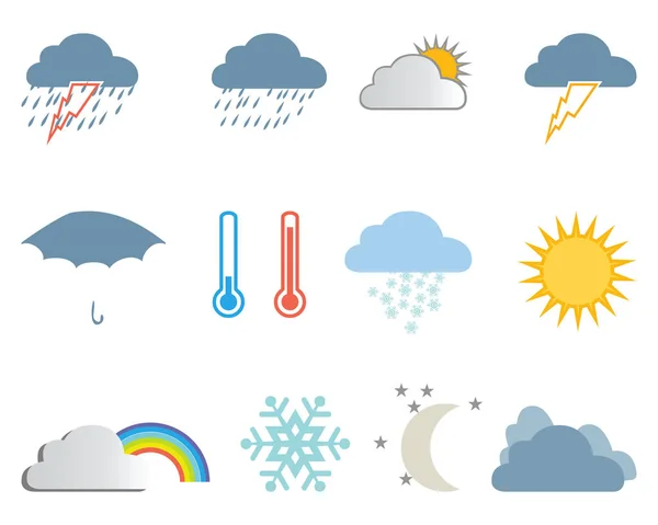 Set Weather Icons White Background — Stock Vector