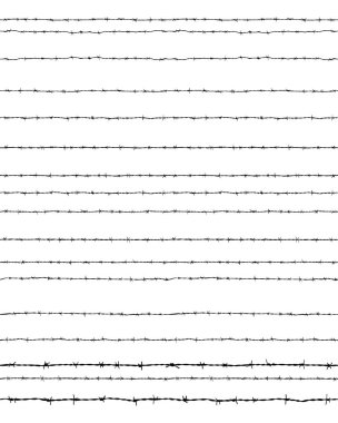 Dikenli tel, sorunsuz siyah silüeti