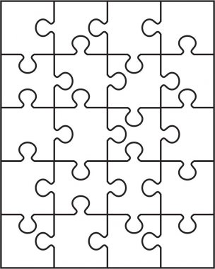 Beyaz bulmaca ayrı bölümlerini gösteren resim