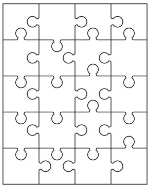Illustration of separate parts of white puzzle clipart