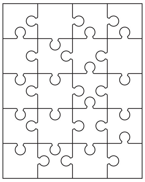 Illustration of separate parts of white puzzle