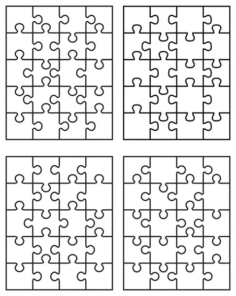 Vektor Illustration Von Vier Verschiedenen Weißen Puzzles Separate Teile — Stockvektor