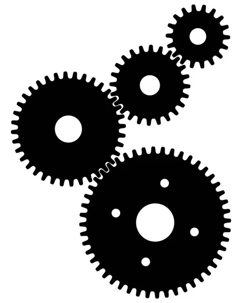 Zwarte Gears Voor Teamwork Symboliek Een Witte Achtergrond — Stockvector