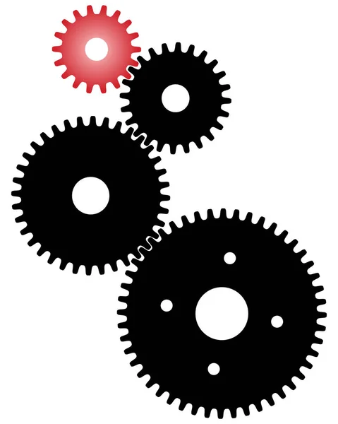 Black Red Gears Teamwork Symbolism — Stock Vector