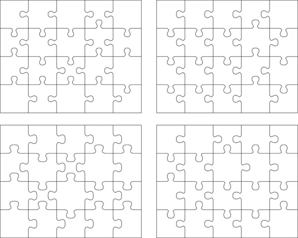 Illustration Vectorielle Quatre Puzzles Blancs Pièces Séparées — Image vectorielle