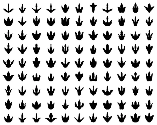 Black Footprint Dinosaurs White Background Vector — 스톡 벡터