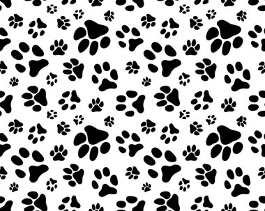 Köpek patisinin siyah siluetlerinin kusursuz deseni