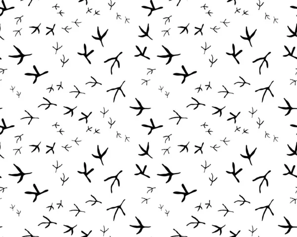 Illustration Traces Noires Oiseaux Papier Peint Sans Couture — Image vectorielle
