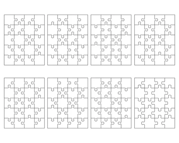 8つの異なるパズルのイラスト 別々の作品 — ストックベクタ