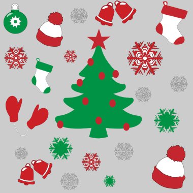 Desen. Yeni yılı kutluyoruz. Kusursuz bir doku. Mevsimlik tatil. Renkli arka plan. Kış. Retro tasarım koleksiyonu. Sembol koleksiyonu. Noel ağacı arkaplanı