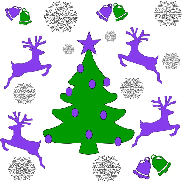 Ensemble Symboles Noël Nouvel Deux Couleurs Motif Sur Papier Peint — Image vectorielle