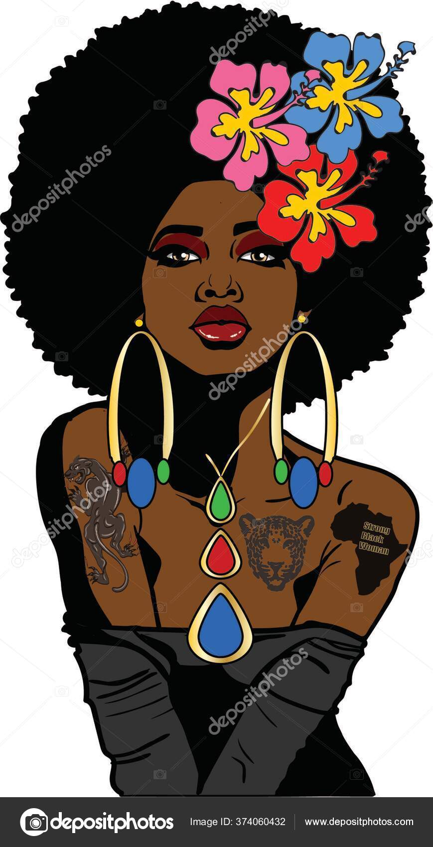 afro woman tattoo design  Clip Art Library