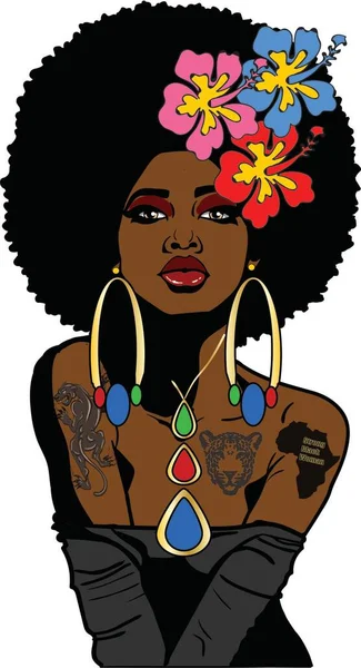 Black girl afro tattoo