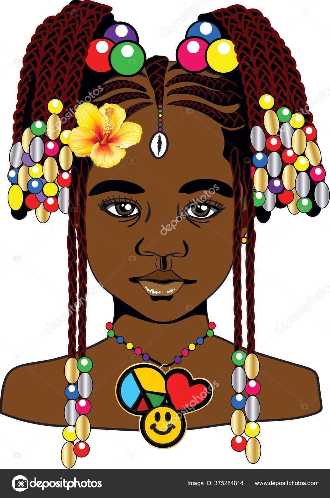 Beautiful African Toddler Girl with Braids and Hair Beads