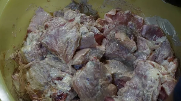 Кебаб Лукового Мяса Майонезом Соевым Соусом — стоковое фото
