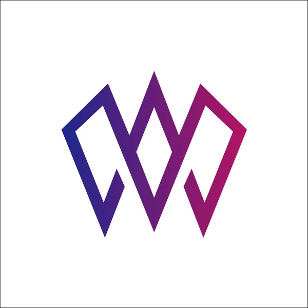 Iniciais letra W linha mono logotipo vetor —  Vetores de Stock