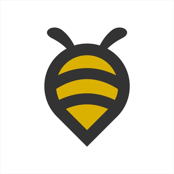 Círculo pin abeja logo diseño animales — Archivo Imágenes Vectoriales