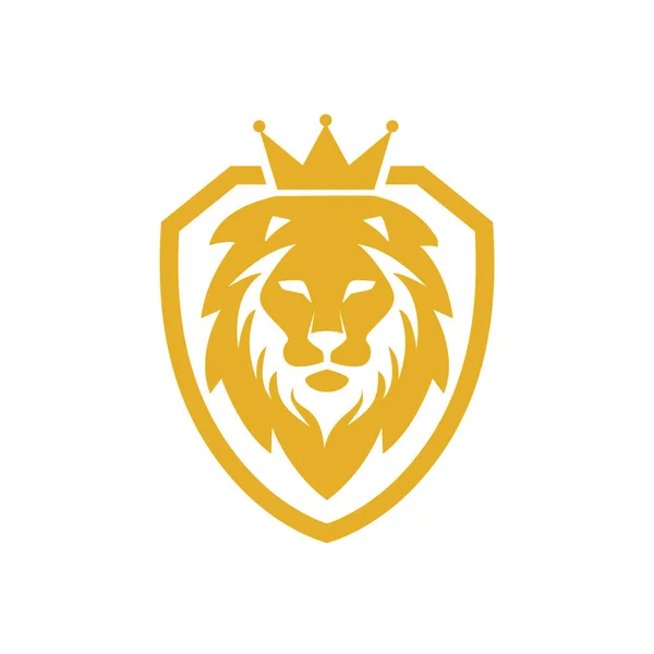 Ilustración león rey escudo logotipo — Vector de stock