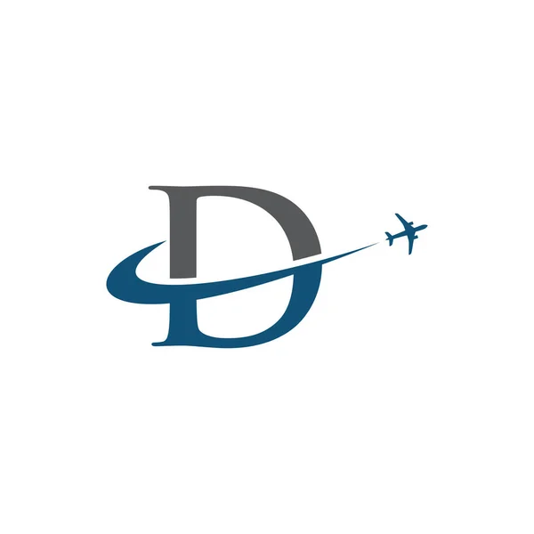 Buchstabe d Reise Flugzeug Logo Vektor — Stockvektor