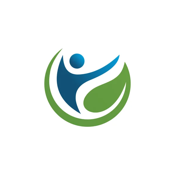 Nature life style for natural healthy logo concept in green with leaf and leaves — 스톡 벡터