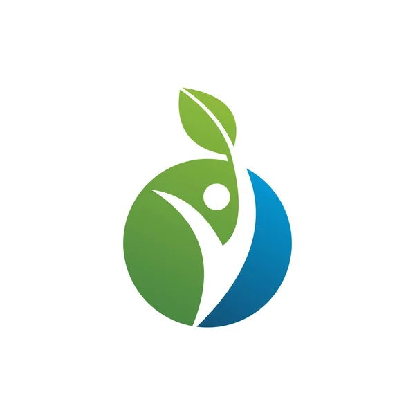 Estilo de vida de la naturaleza para el concepto de logotipo saludable natural en verde con hojas y hojas — Vector de stock