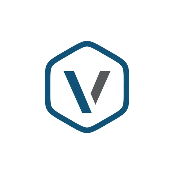 Första V hexagon logotyp vektor mall — Stock vektor