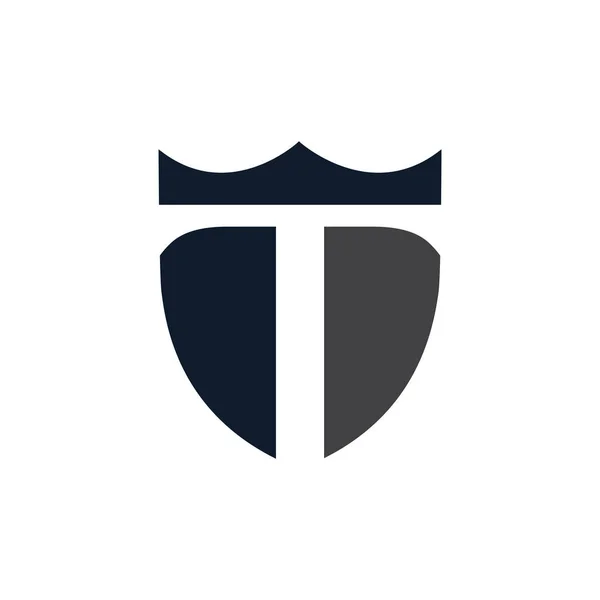 Gestileerde letter T met schild logo icoon — Stockvector