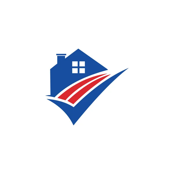 Immobili, proprietà e costruzione Logo design per il segno aziendale aziendale. Logo del vettore — Vettoriale Stock
