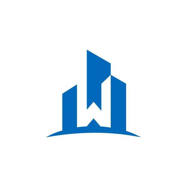 Letra W logotipo da arquitetura - Vetor —  Vetores de Stock
