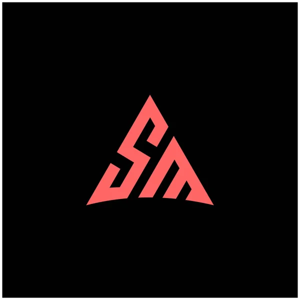 Letra Inicial SM Linked Triangle Design Logo — Vector de stock
