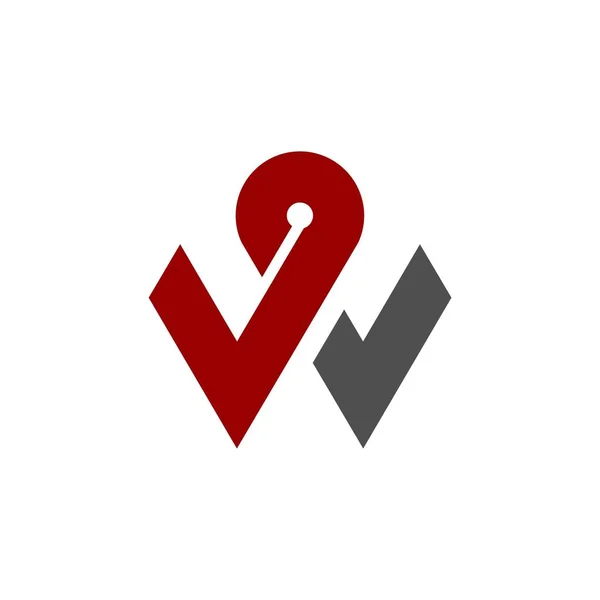 W Brief Logo Design Vektorvorlage — Stockvektor