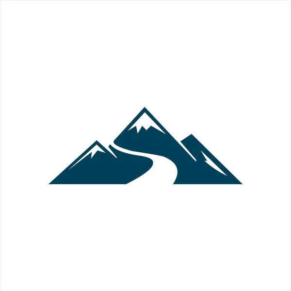 Mountains with river logo vector template — 스톡 벡터