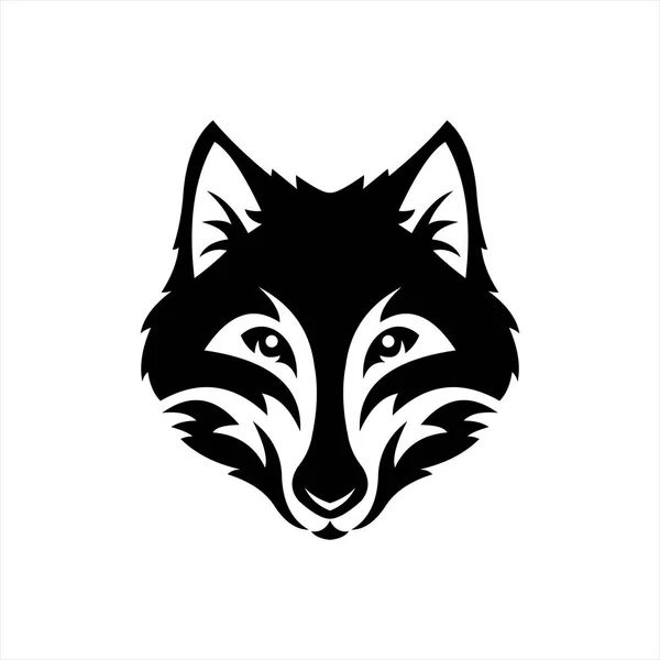 Wolf fej monokróm szimbólum logó vektor illusztráció — Stock Vector