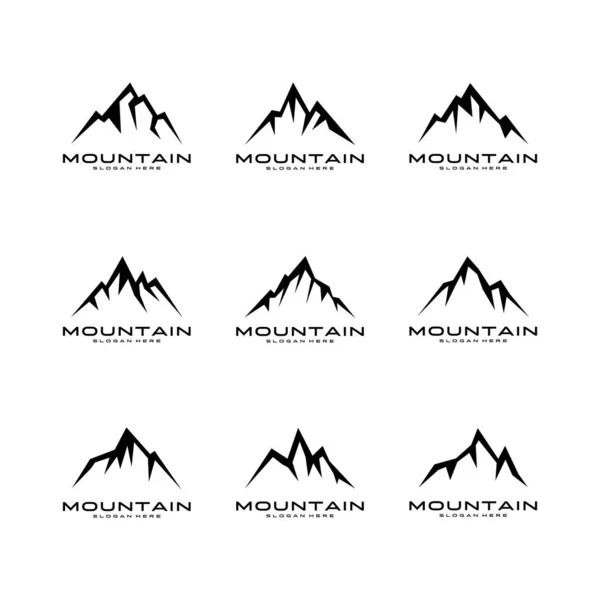 Conjunto de modelo de vetor logotipo de montanha e céu — Vetor de Stock